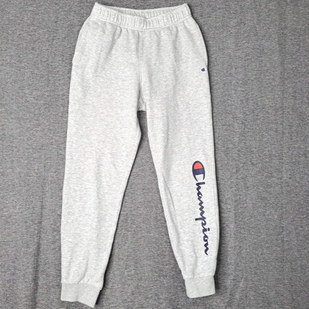Champion Jogger Sweatpants Kids M 10 12 Gray Athletic‎ Logo Athleisure Lounge